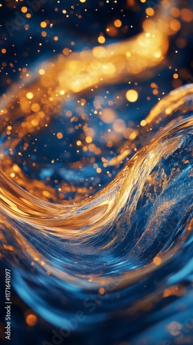 Swirling blue and orange smoke creating an abstract pattern in a dark backdrop