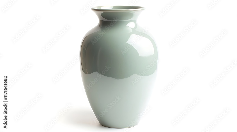 Isolated large ceramic vase with smooth, glossy finish isolated on solid white background. Isolated large ceramic vase with smooth, glossy finish isolated on solid white background.