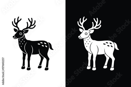 Reindeer icon vector on White Background ,Vector Art Illustration on white background.