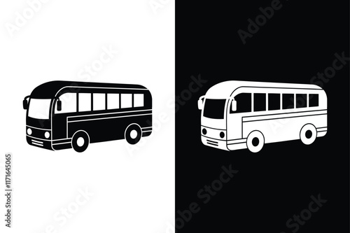 Bus Icon on White Background Vector Art Illustration on white background.