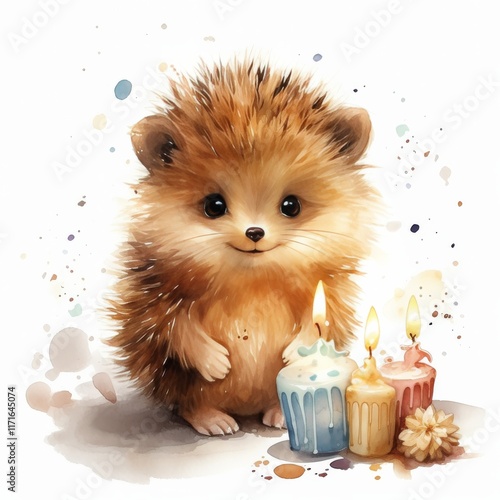 Cute animal celebrating a special occasion with candles in a festive atmosphere
