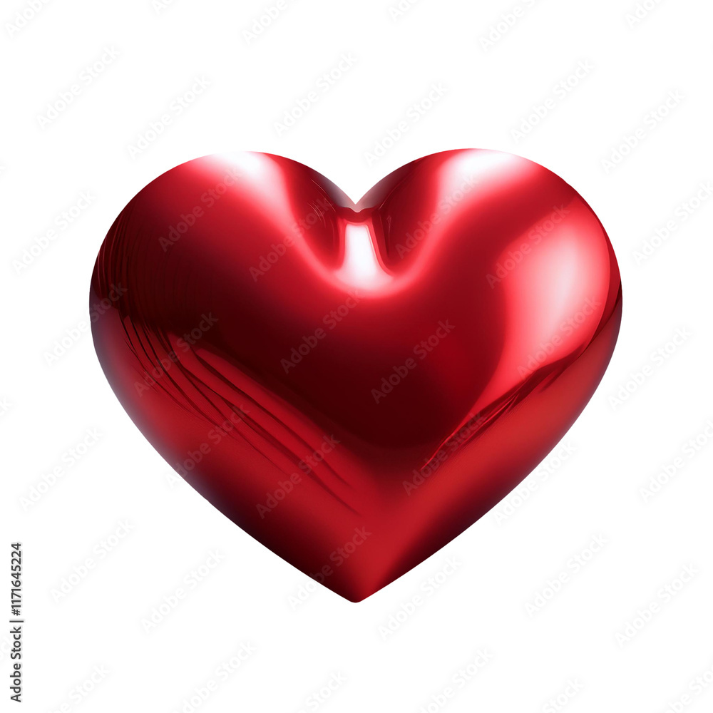 reflective glossy red heart isolated on transparent background, png reflective glossy red heart isolated on transparent background, png