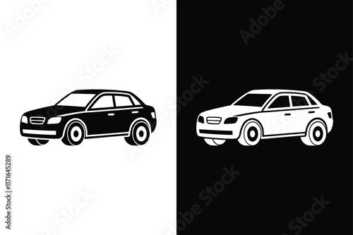 Car icon on White Background Vector Art Illustration on white background.