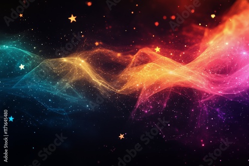 Colorful cosmic swirl with stars in a vibrant abstract background
