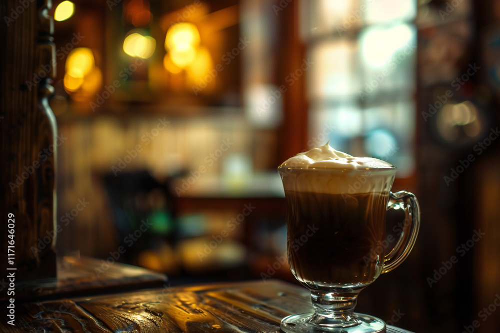 Indulgent Vanilla Ice Cream Scoop with Coffee and Cream in a Glass, Served as a Sweet Dessert Pairing Indulgent Vanilla Ice Cream Scoop with Coffee and Cream in a Glass, Served as a Sweet Dessert Pairing