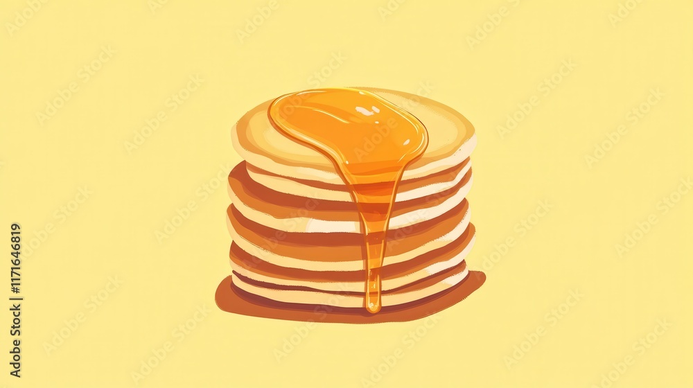 Stacked Pancakes Drizzled with Honey Stacked Pancakes Drizzled with Honey