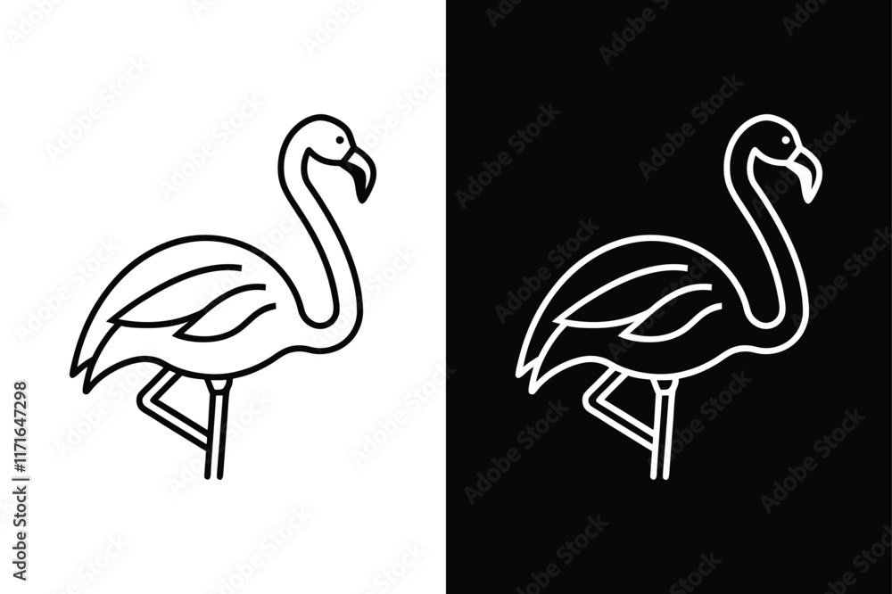Fototapeta premium Flamingo Icon on White Background Vector Art Illustration on white background.