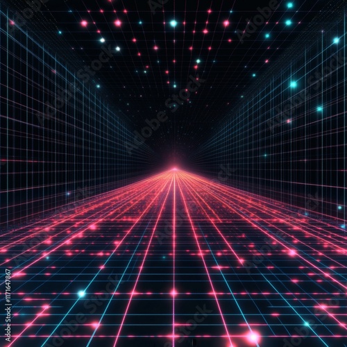 Wallpaper Mural technology background featuring digital grids and illuminated pathways Torontodigital.ca