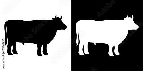 ofvs770 OutlineFilledVectorSign ofvs - bull vector icon . silhouette . isolated transparent . black outline and filled version . AI 10 / EPS / PNG . g12116