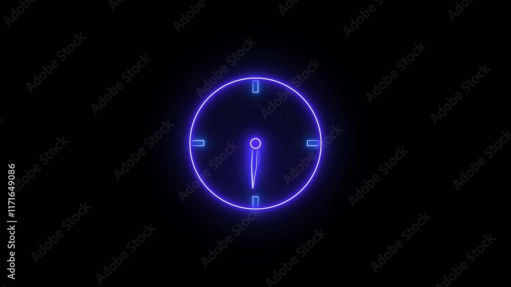 Glowing neon clock icon with modern time inspired design and luminous aesthetic. Glowing neon clock icon with modern time inspired design and luminous aesthetic.