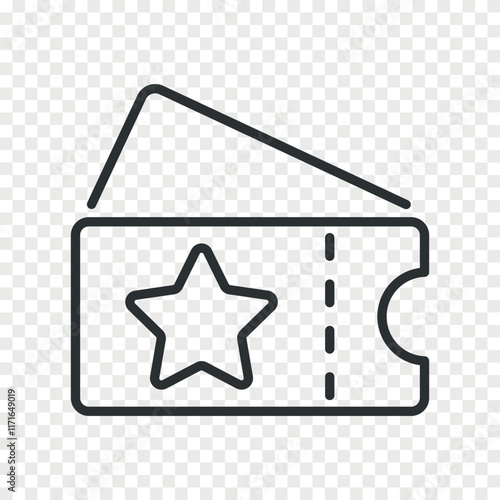 voucher discount with star. Bonus, offer, reward. Vector linear icon