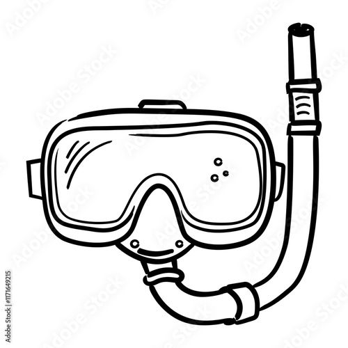 Hand drawn icon of a diving mask and snorkel