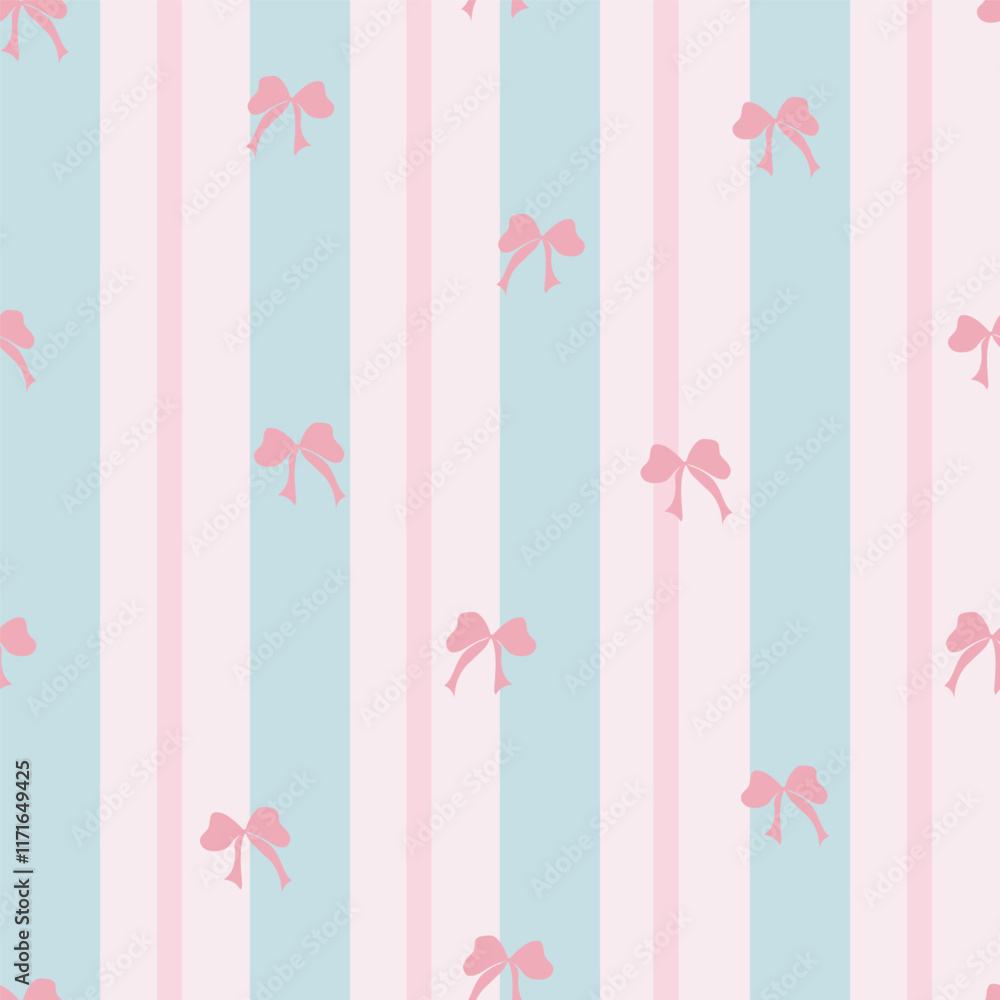 pattern with pink bows on a striped background pattern with pink bows on a striped background