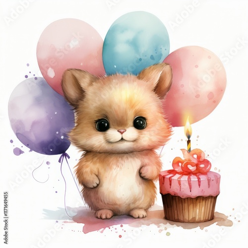 Cute animal celebrating a special occasion with candles in a festive atmosphere