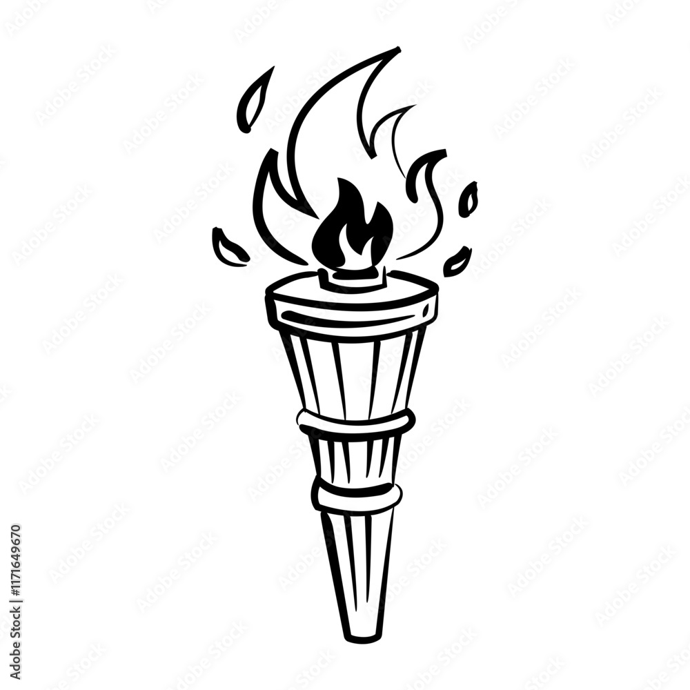 Doodle style icon of a burning tiki torch Doodle style icon of a burning tiki torch
