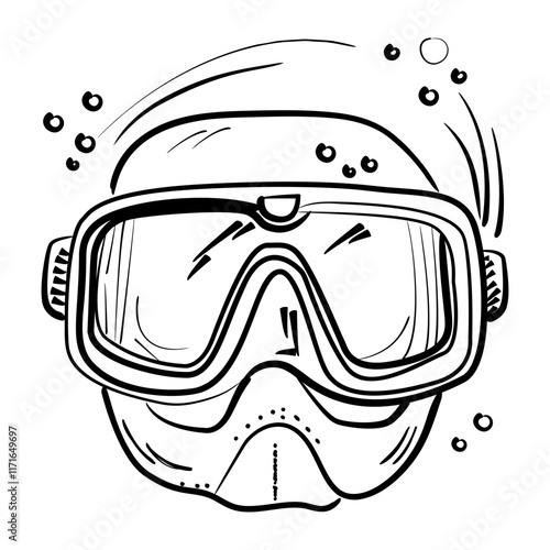 Scuba mask icon in doodle style
