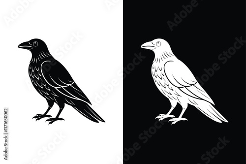 Raven icon vector on White Background ,Vector Art Illustration on white background.