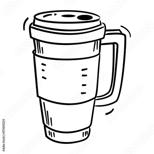 Doodle style icon depicting a travel mug