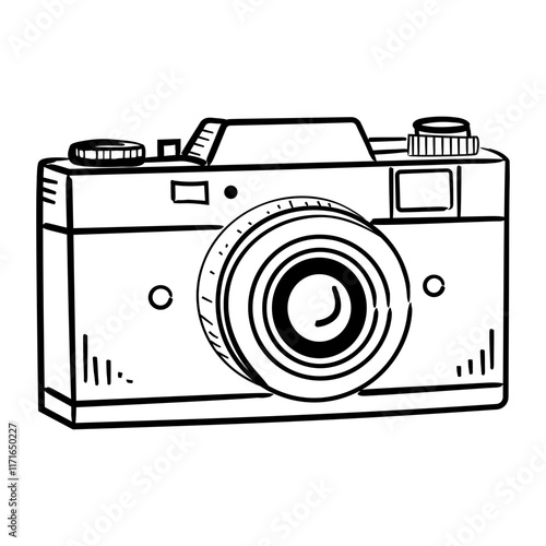 A hand drawn icon depicting a camera