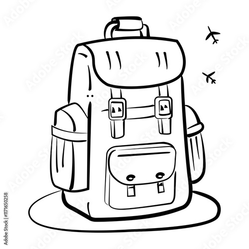 Backpack icon in doodle style