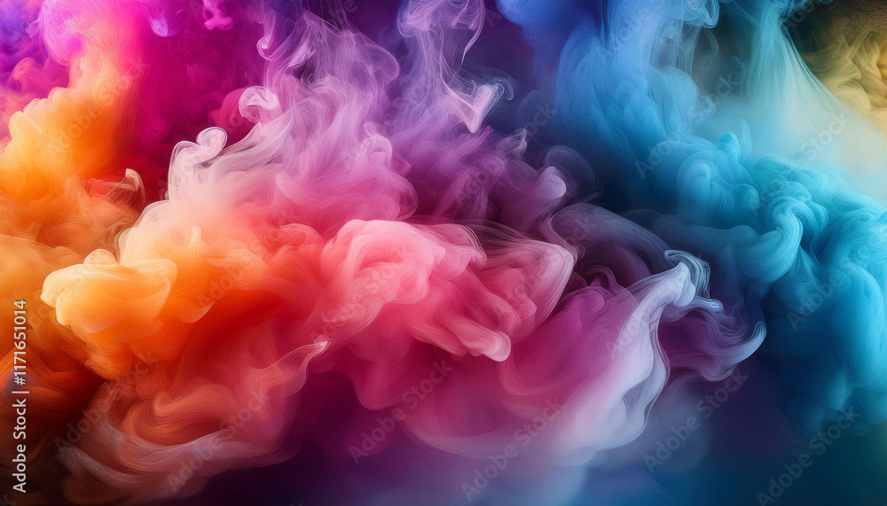 Fototapeta premium a multicolored background with a lot of smoke rising from the base of the image gradually fading upwards until the top of the image is obscured by smoke