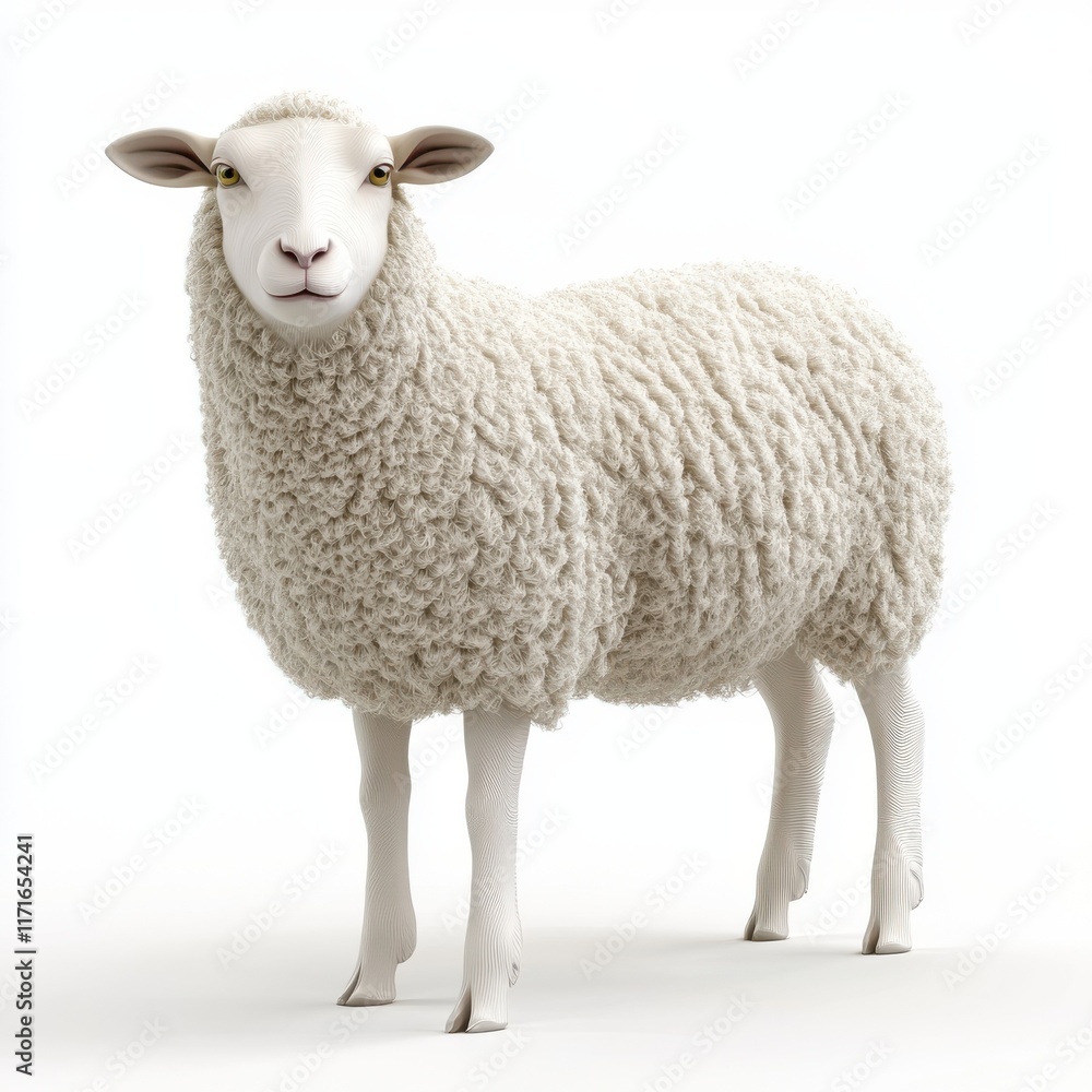 Fototapeta premium 3D Sheep Isolated and White Background