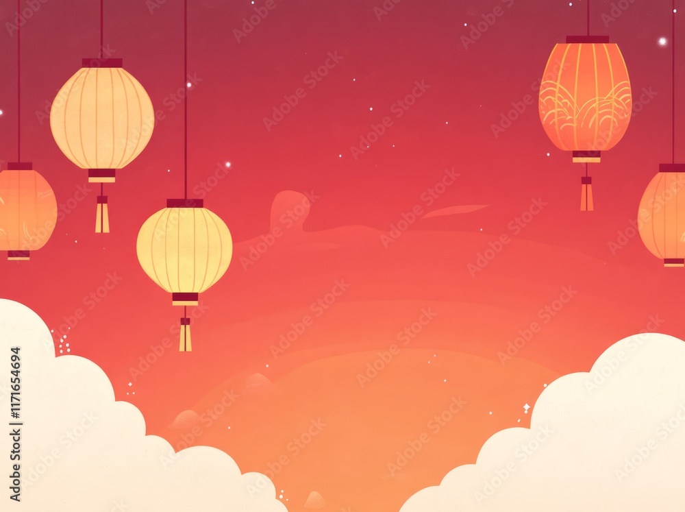Fototapeta premium Lanterns in Sunset Glow
