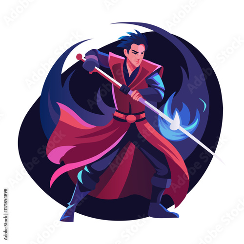 Mage character illustration in flat style