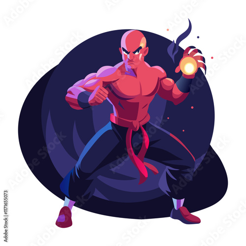 A flat character illustration of a kungfu fighter