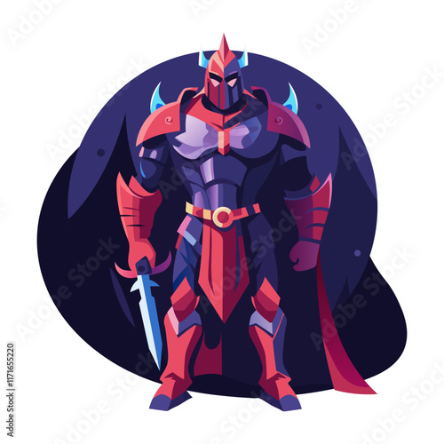 A flat style illustration of medieval character
