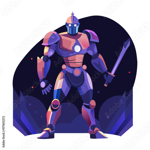 Medieval soldier character illustration in flat style