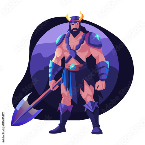 Viking character illustration in flat style