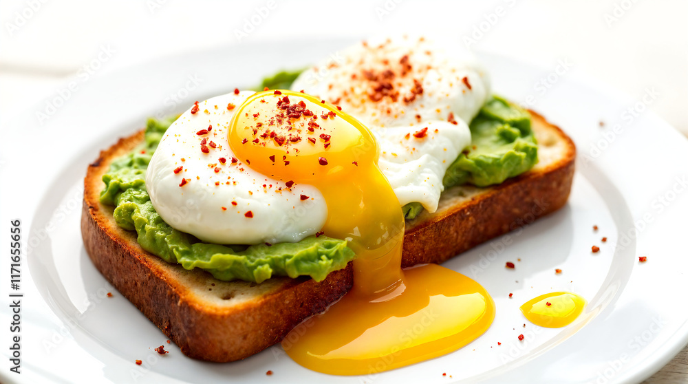 Avocado Toast with Poached Eggs and Yolk Avocado Toast with Poached Eggs and Yolk