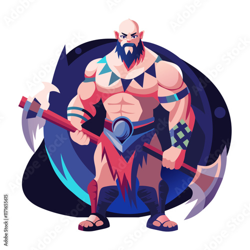 Barbarian warrior flat character illustration