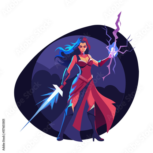 Thunder warrior flat style illustration