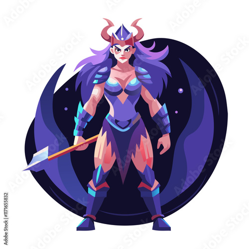 Viking girl illustration in flat style