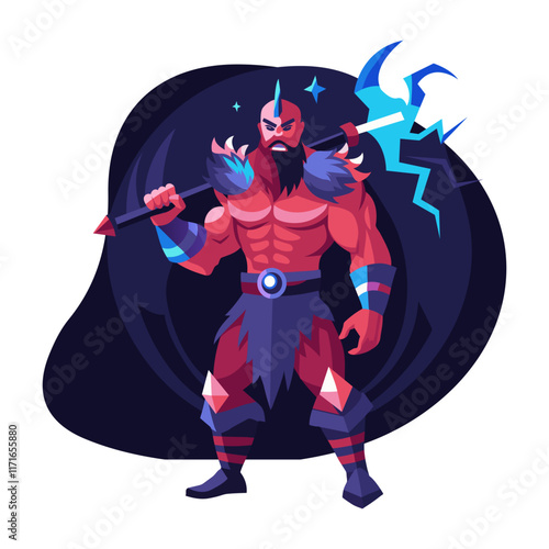 Flat character of a fantasy barbarian