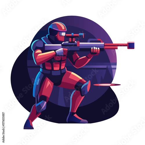 Tactical sniper flat style illustration