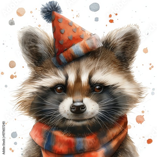 Cute bunny wearing a blue hat is dressed for a festive occasion in a whimsica...
