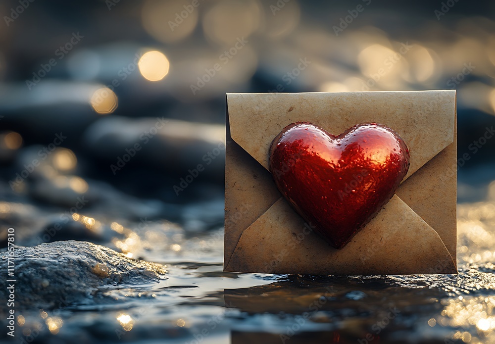 Fototapeta premium Heart on a Sealed Envelope 