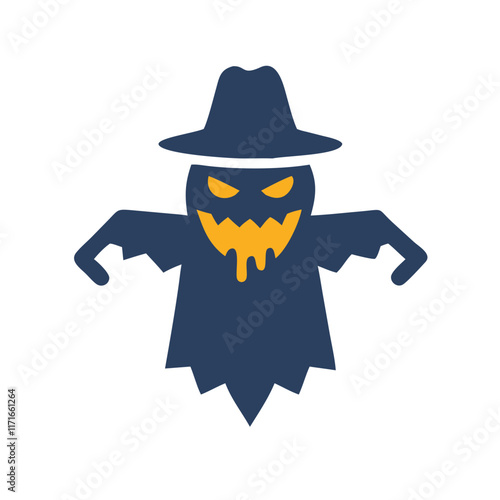 Create a haunted scarecrow mascot logo.