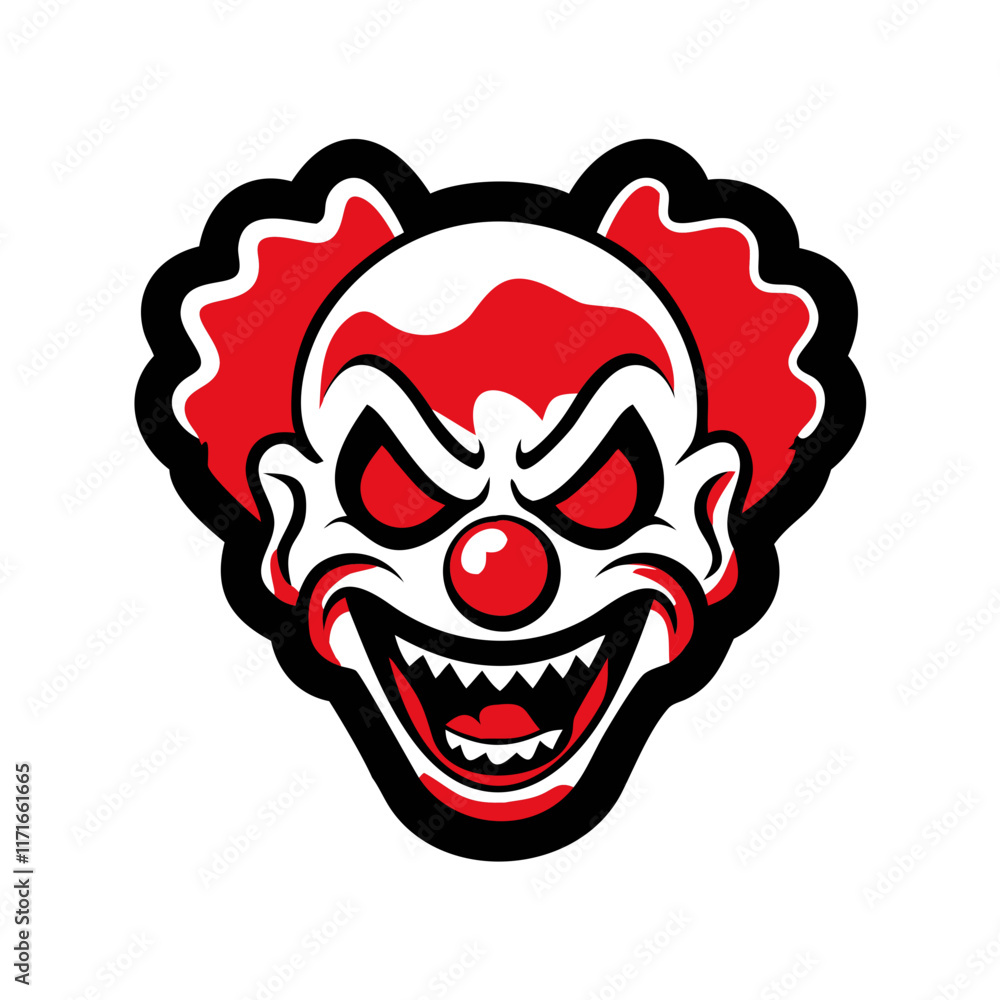 Create an evil clown mascot logo. Create an evil clown mascot logo.