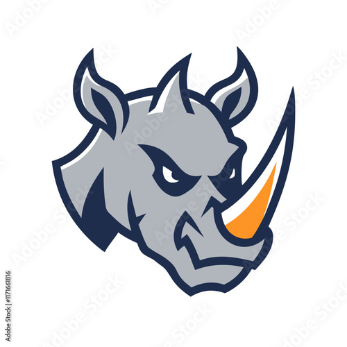 Create a raging rhino mascot logo.