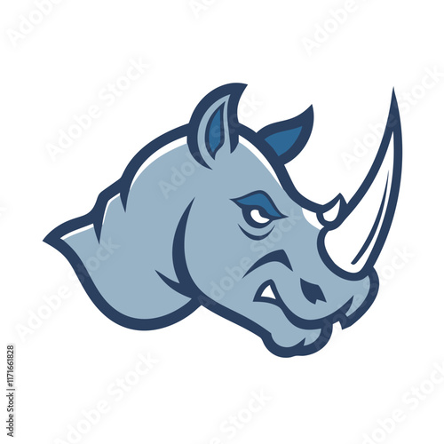 Create a raging rhino mascot logo.