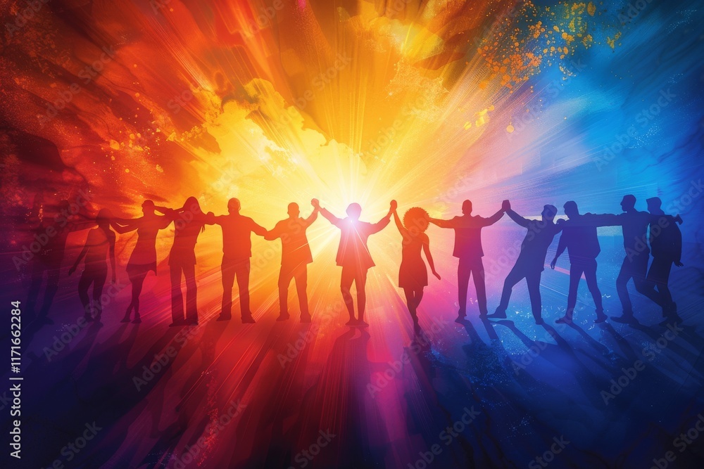 Unity of diverse silhouettes in vibrant light Unity of diverse silhouettes in vibrant light