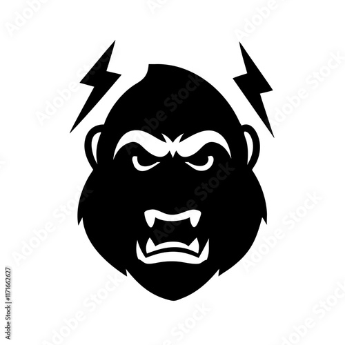 Design a thunderous gorilla mascot logo.