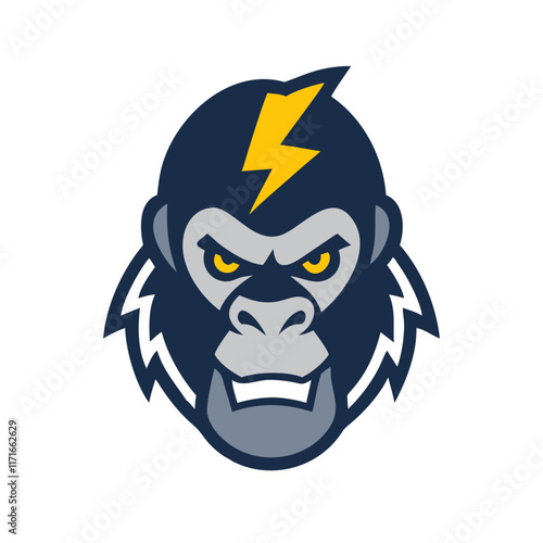 Design a thunderous gorilla mascot logo.