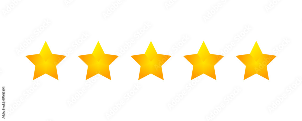 Five stars rating icon set. Yellow 5 star customer product review. Rating, feedback, quality transparent png and vector Five stars rating icon set. Yellow 5 star customer product review. Rating, feedback, quality transparent png and vector