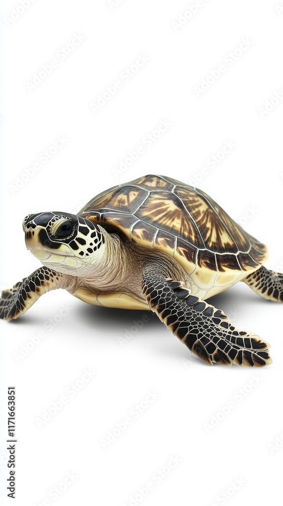 Fototapeta premium Isolated Turtle on White Background for Wildlife and Nature Related Projects