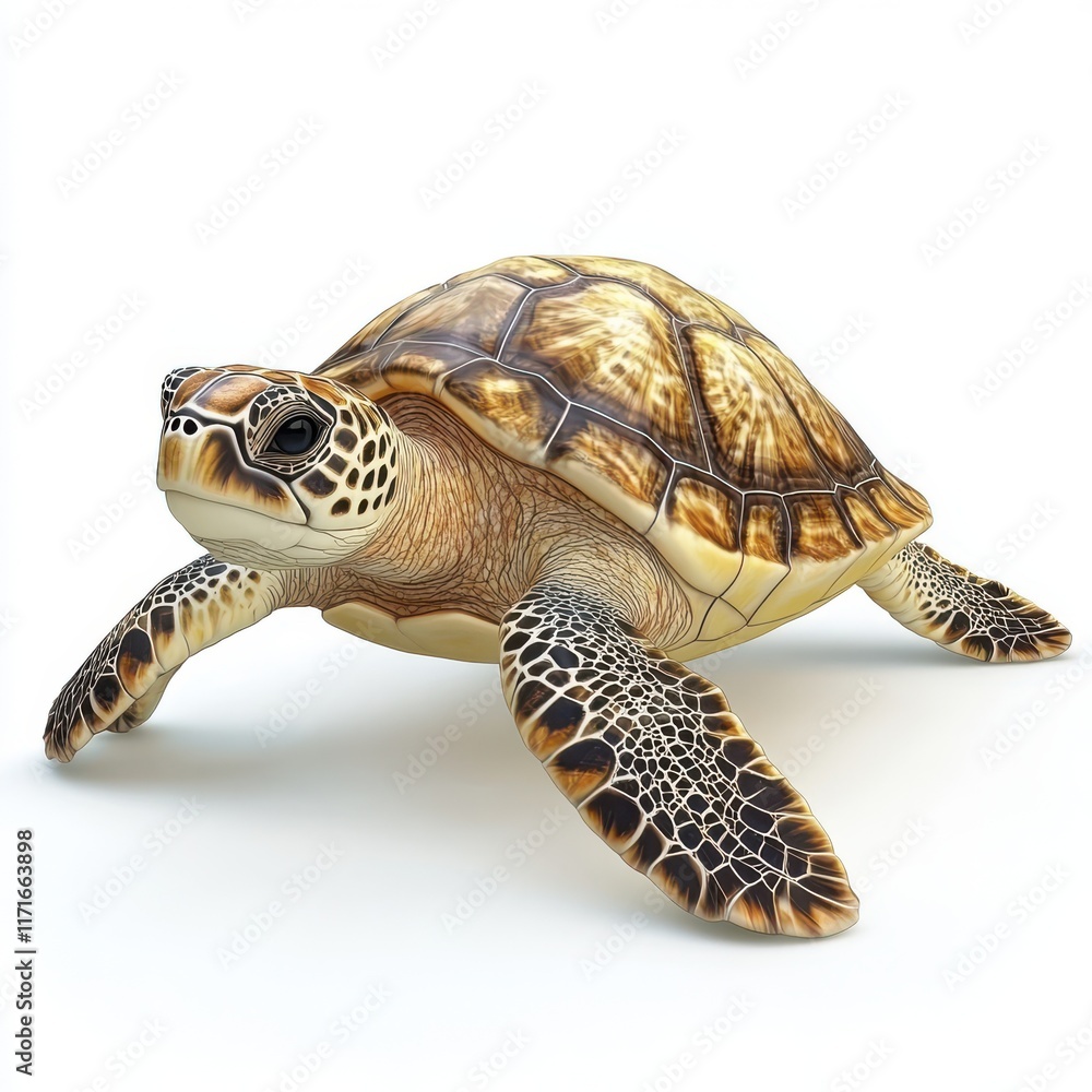 Obraz premium 3D Turtle Isolated and White Background